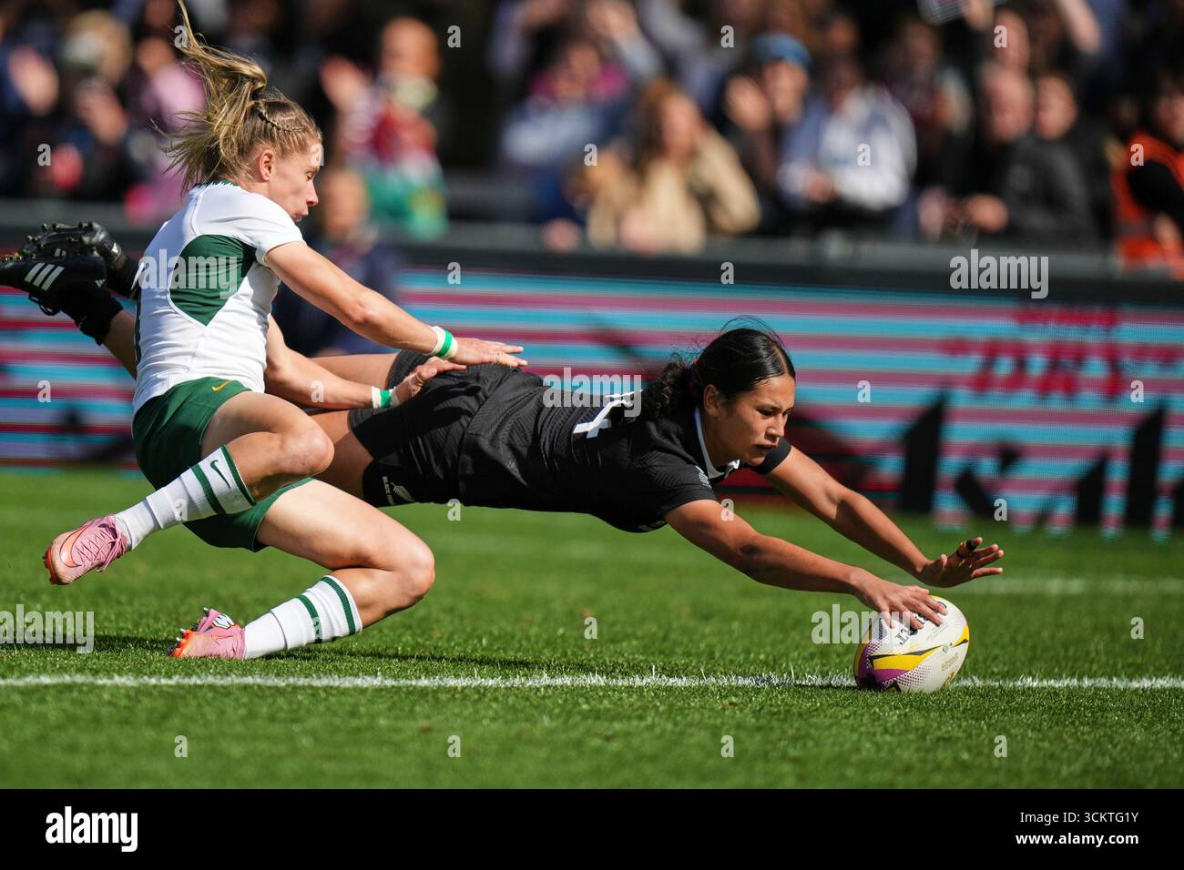 Braxton Rugby New Zealand's Braxton Sorensen-McGee, right, scores a try as South ...