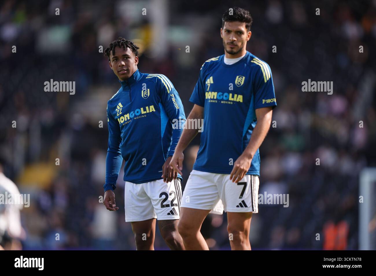 Fulham's Kevin Santos Lopes de Macedo (left) and Raul Jimenez and ahead ...
