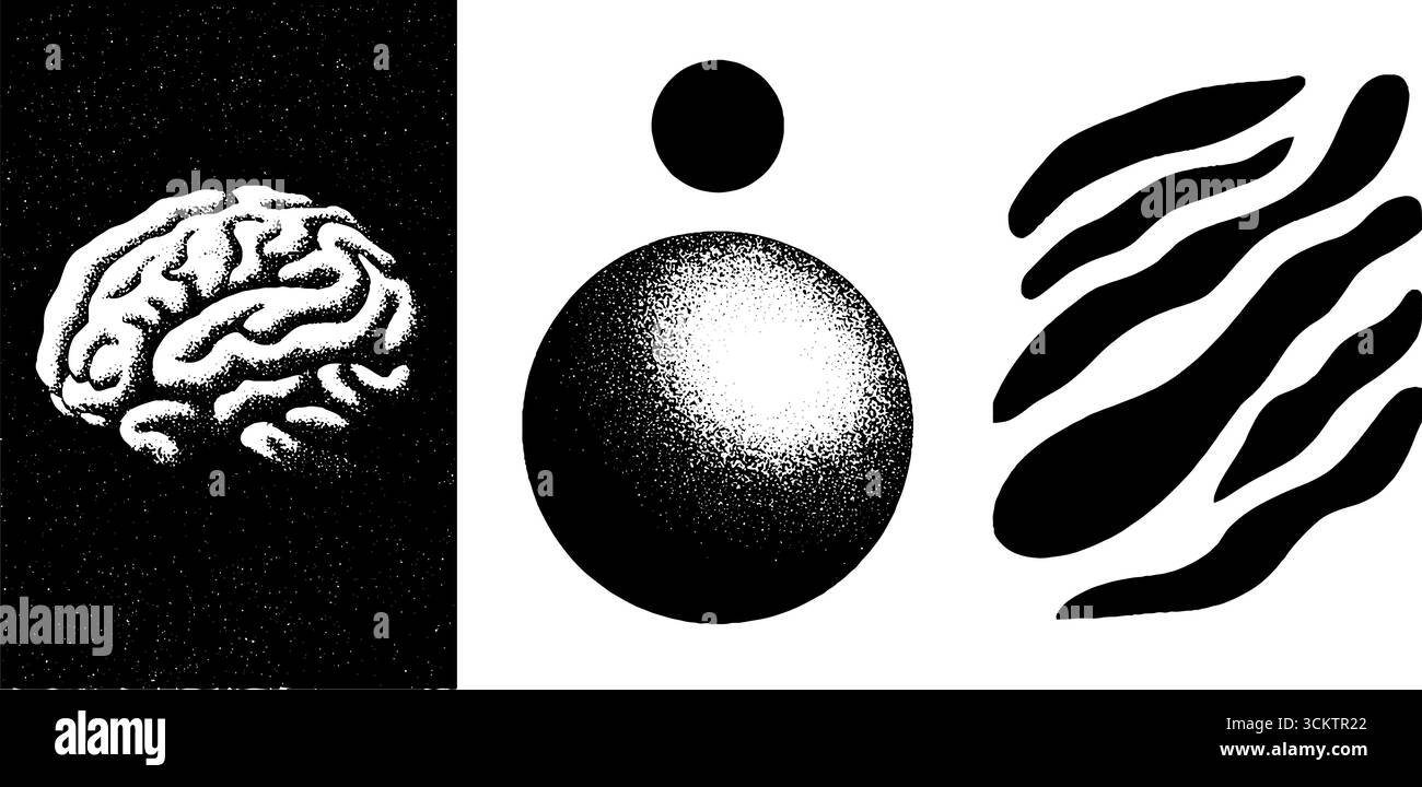 Abstract brain sphere and ink composition for creative design and ...
