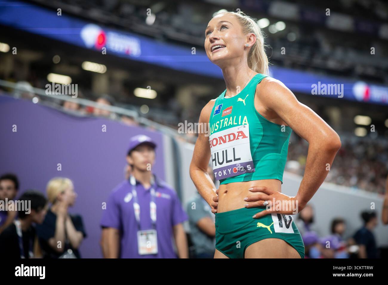 Jessica Hull (AUS) nach ihrem 1500m Vorlauf an Tag 1 der World