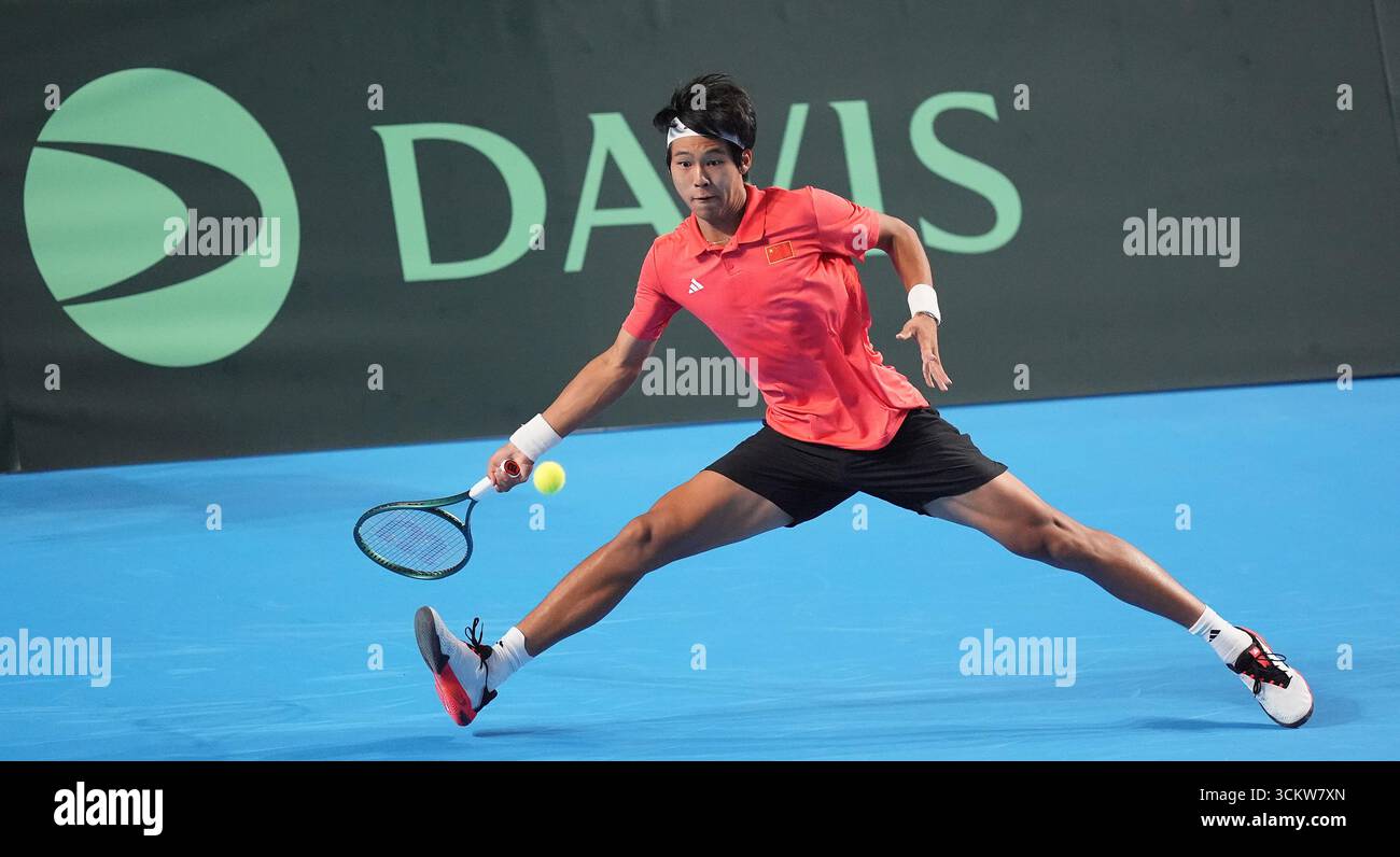 Winner Zhou Yi Of China During His Match Against Michael Agwi Of winner-zhou-yi-of-china-during-his-match-against-michael-agwi-of