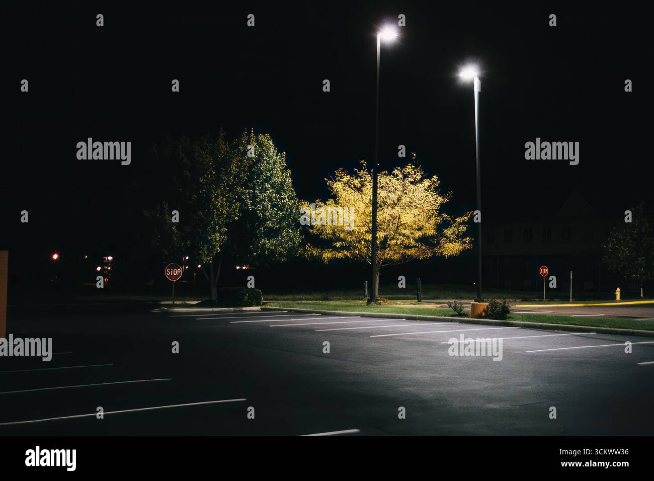 Empty parking lot lit hi-res stock photography and images - Alamy