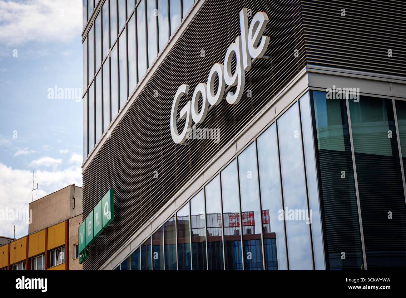 Warsaw, Poland - August 3, 2025: Seat of Google company in The Warsaw Hub building in Warsaw Stock Photo