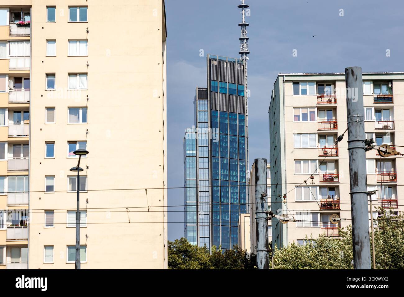 Warsaw, Poland - August 3, 2025: Varso Tower building in Warsaw city, view from Towarowa Street Stock Photo