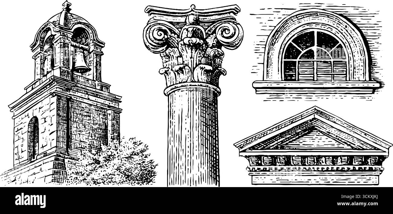 Architectural detail bell tower Stock Vector Images - Alamy