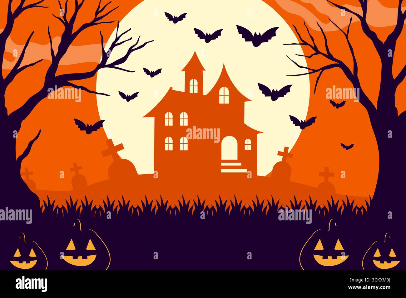 happy halloween background illustration in flat design Stock Vector