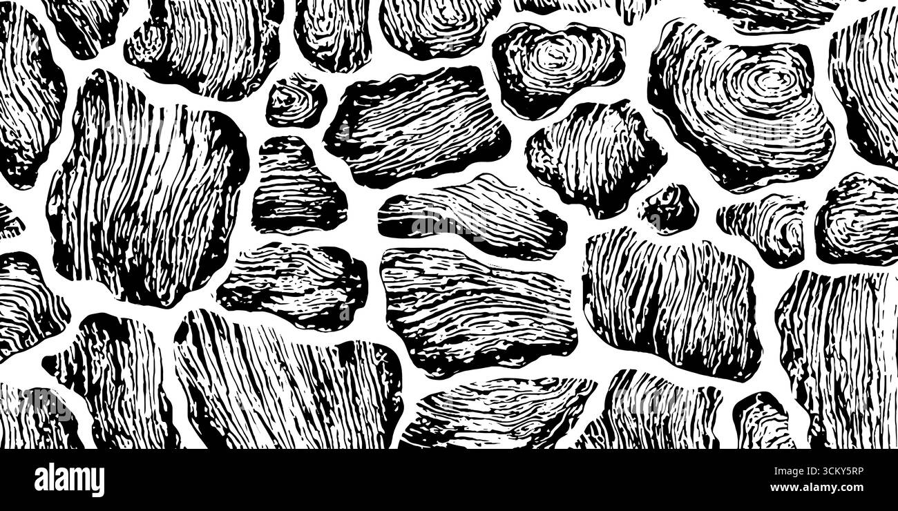 Irregular cobblestone paving pattern black and white design for ...