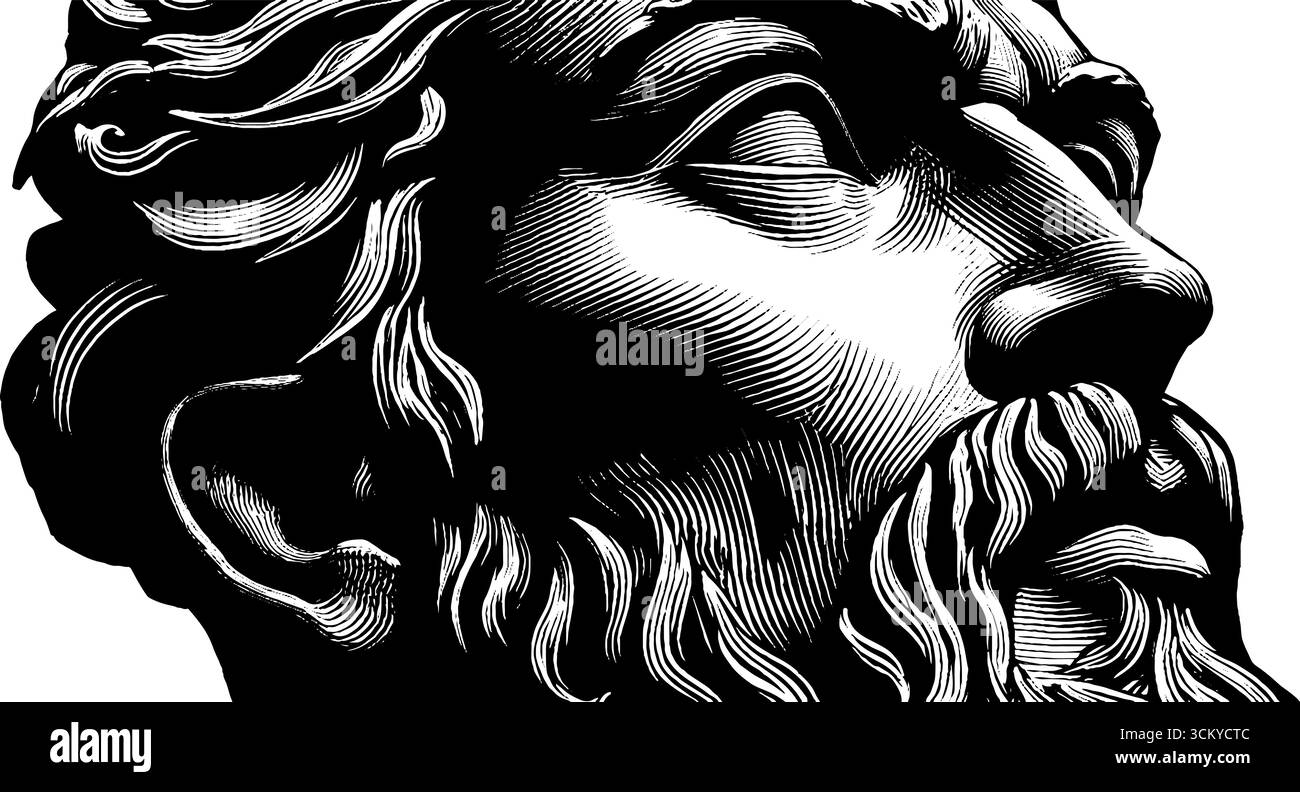Classical roman profile with clean forehead and detailed features for ...