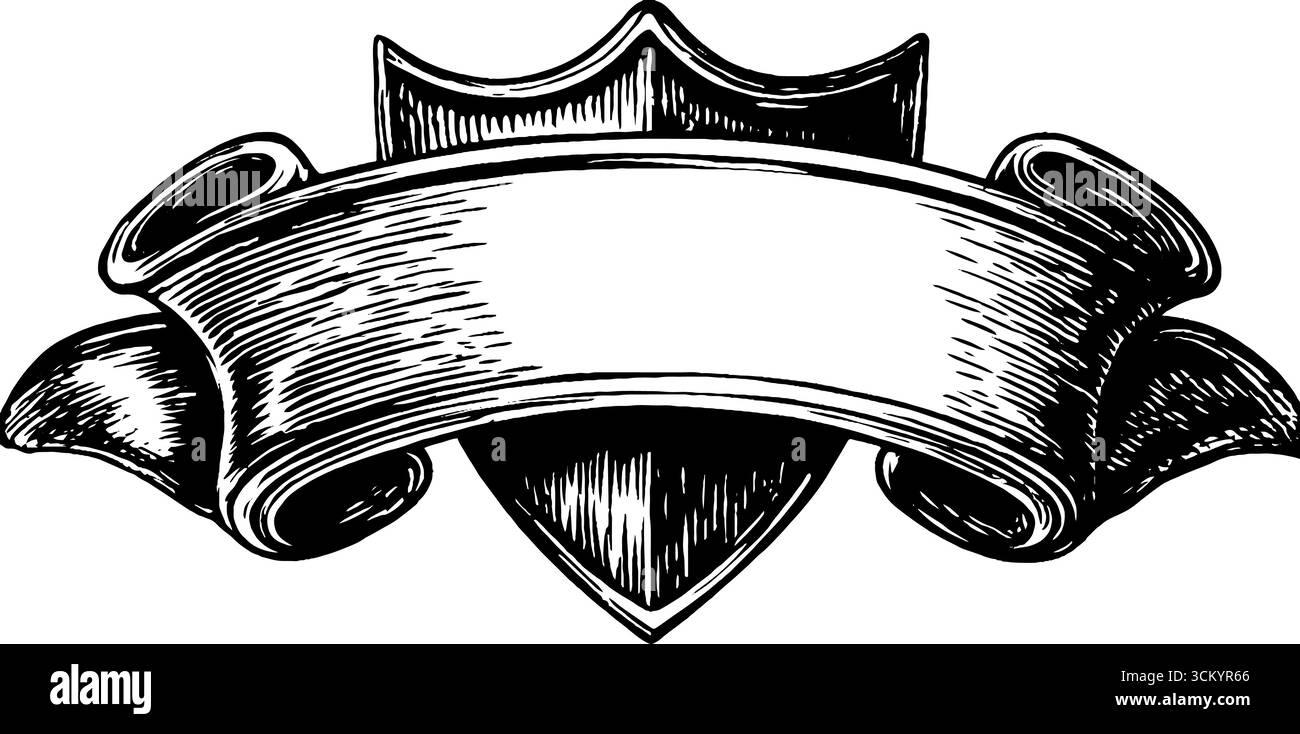 Vintage shield banner with torn edge frame for retro design projects ...