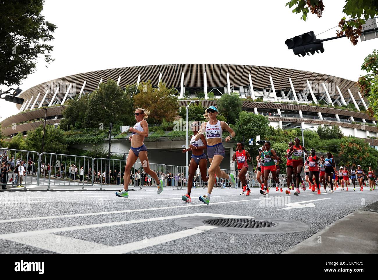 Tokyo, Japan. 14th Sep, 2025. Athletes compete during the women's marathon final at the 2025 World Athletics Championships in Tokyo, Japan, Sept. 14, 2025. Credit: Li Gang/Xinhua/Alamy Live News Stock Photo