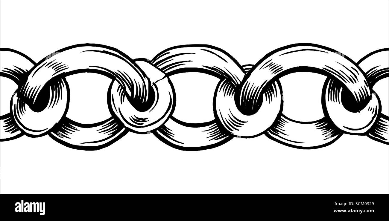 Intricate black and white chain link design for decorative use. Stock Vector