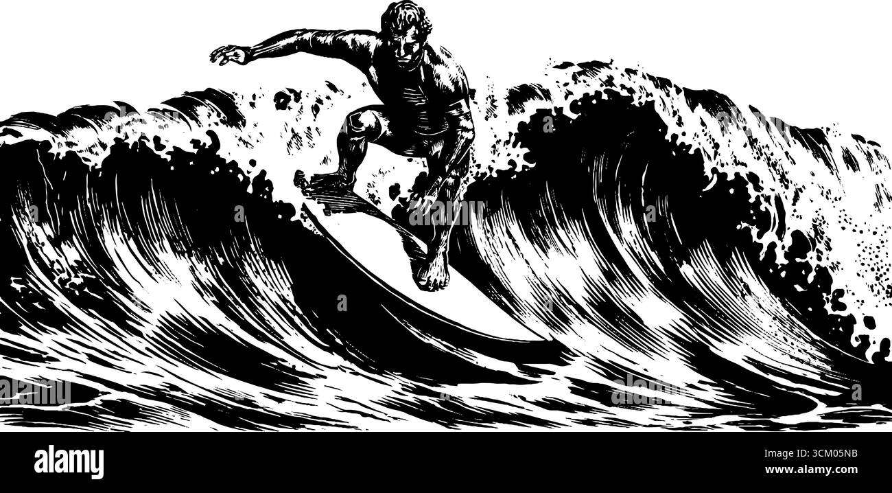 Surfer riding wave crest Stock Vector Images - Alamy