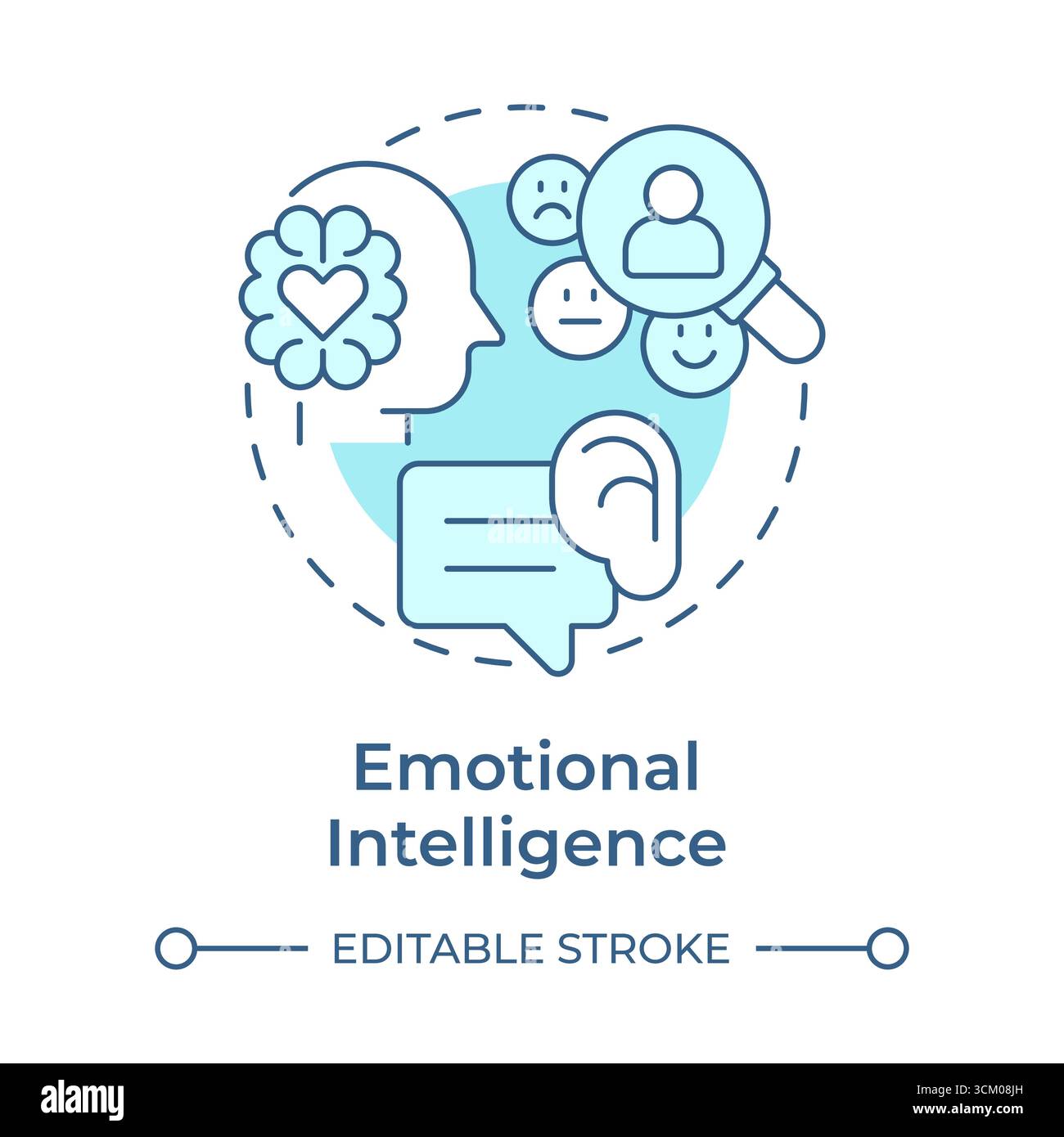 Emotional intelligence soft blue concept icon Stock Vector
