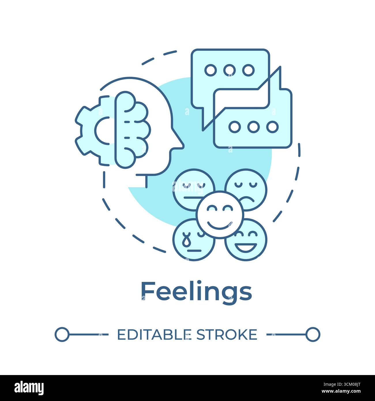 Feelings soft blue concept icon Stock Vector