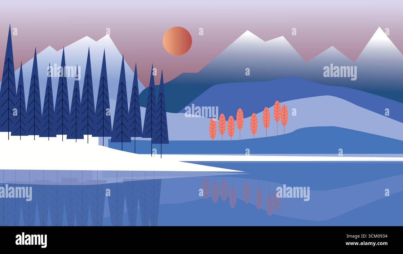 Winter forest background snowy Stock Vector Images - Alamy