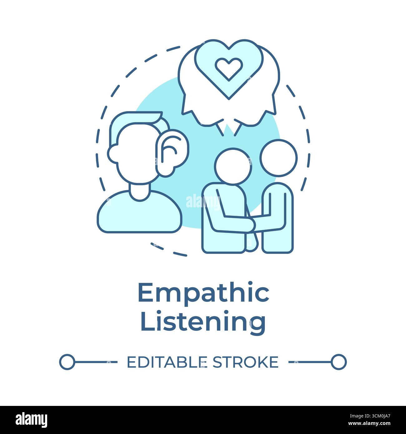 Empathic listening soft blue concept icon Stock Vector