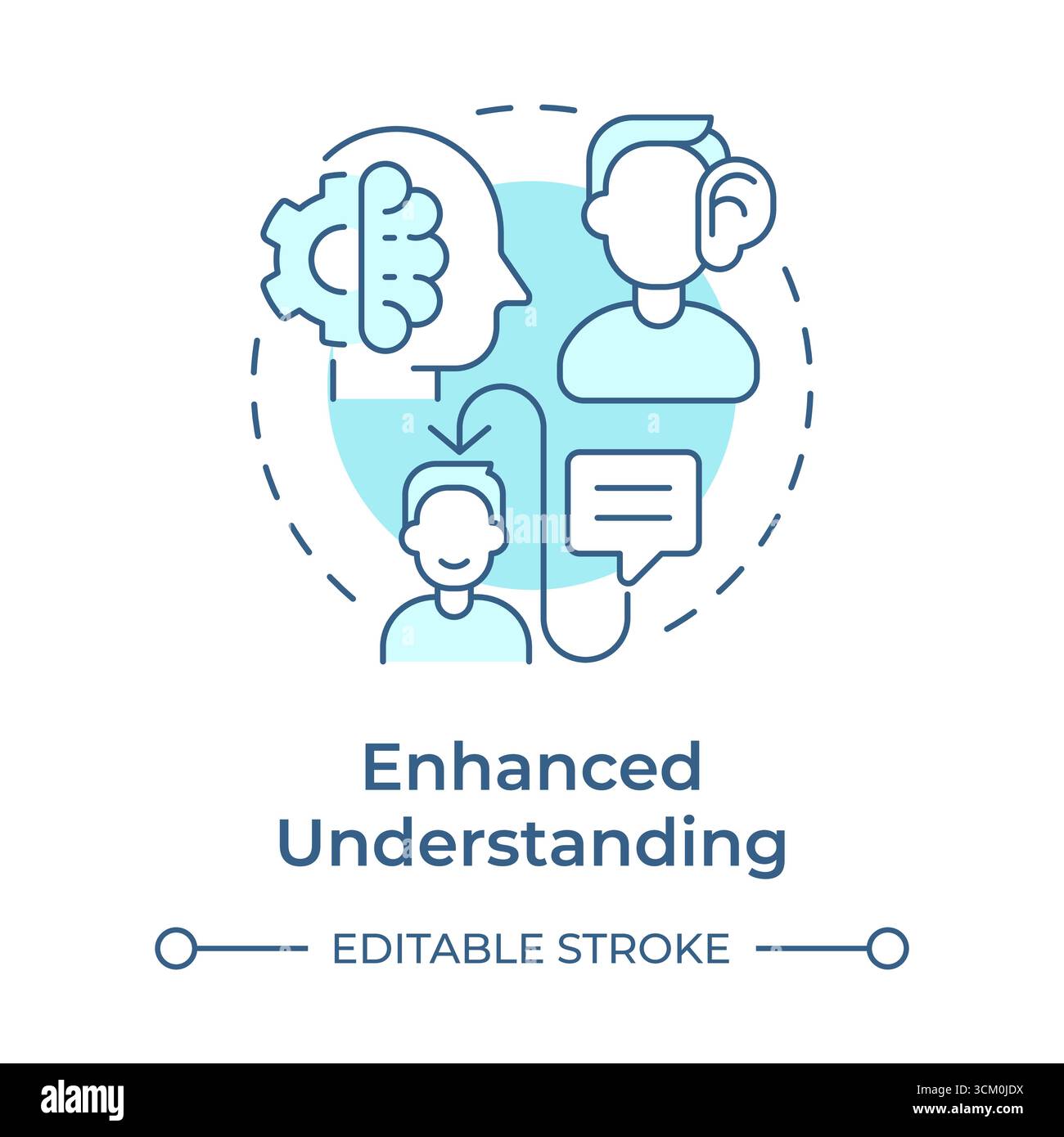 Enhanced understanding soft blue concept icon Stock Vector