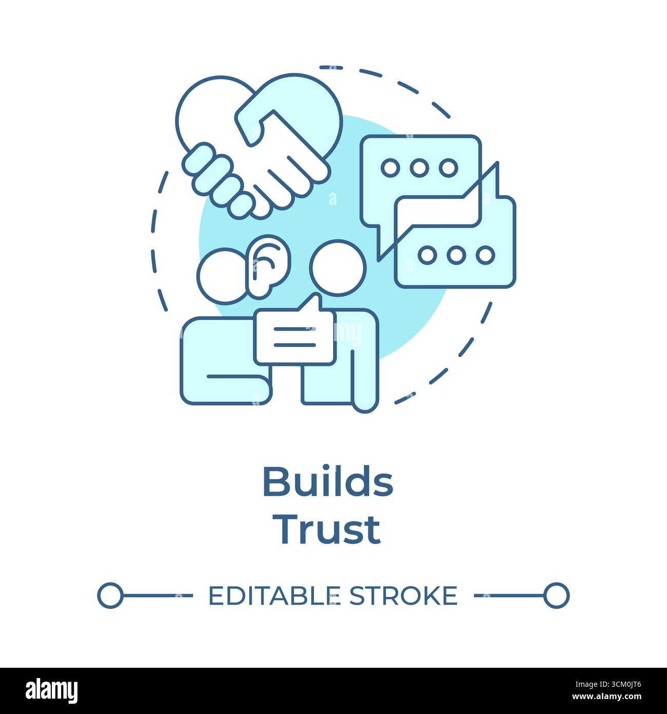 Builds trust soft blue concept icon Stock Vector