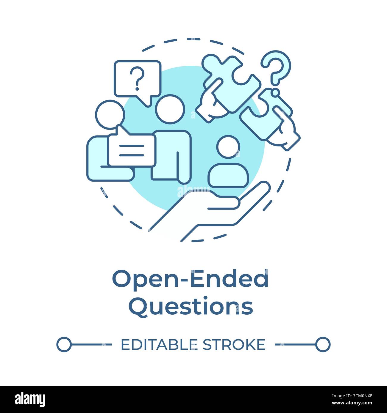 Open-ended questions soft blue concept icon Stock Vector