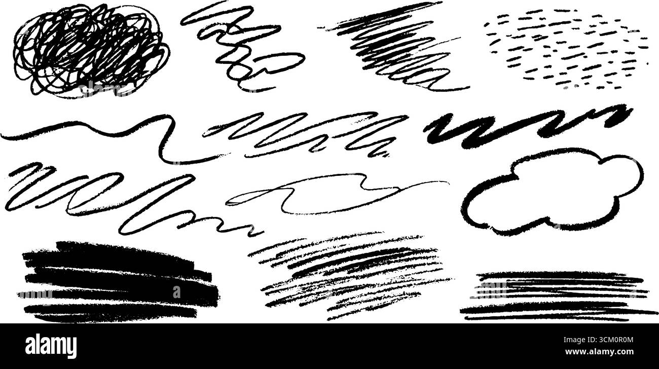 Artistic sketch of dense scribble cluster with shaky lines for creative ...