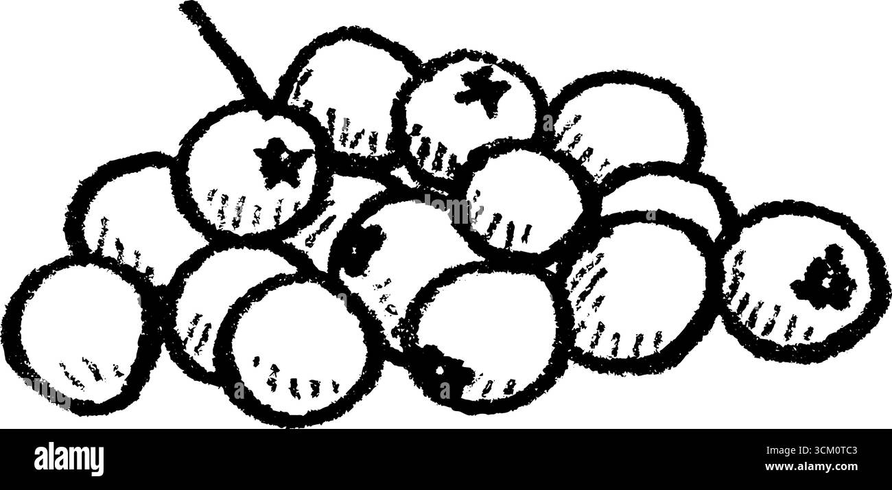 Hand drawn sketch of scattered cranberries with textured details. Stock Vector