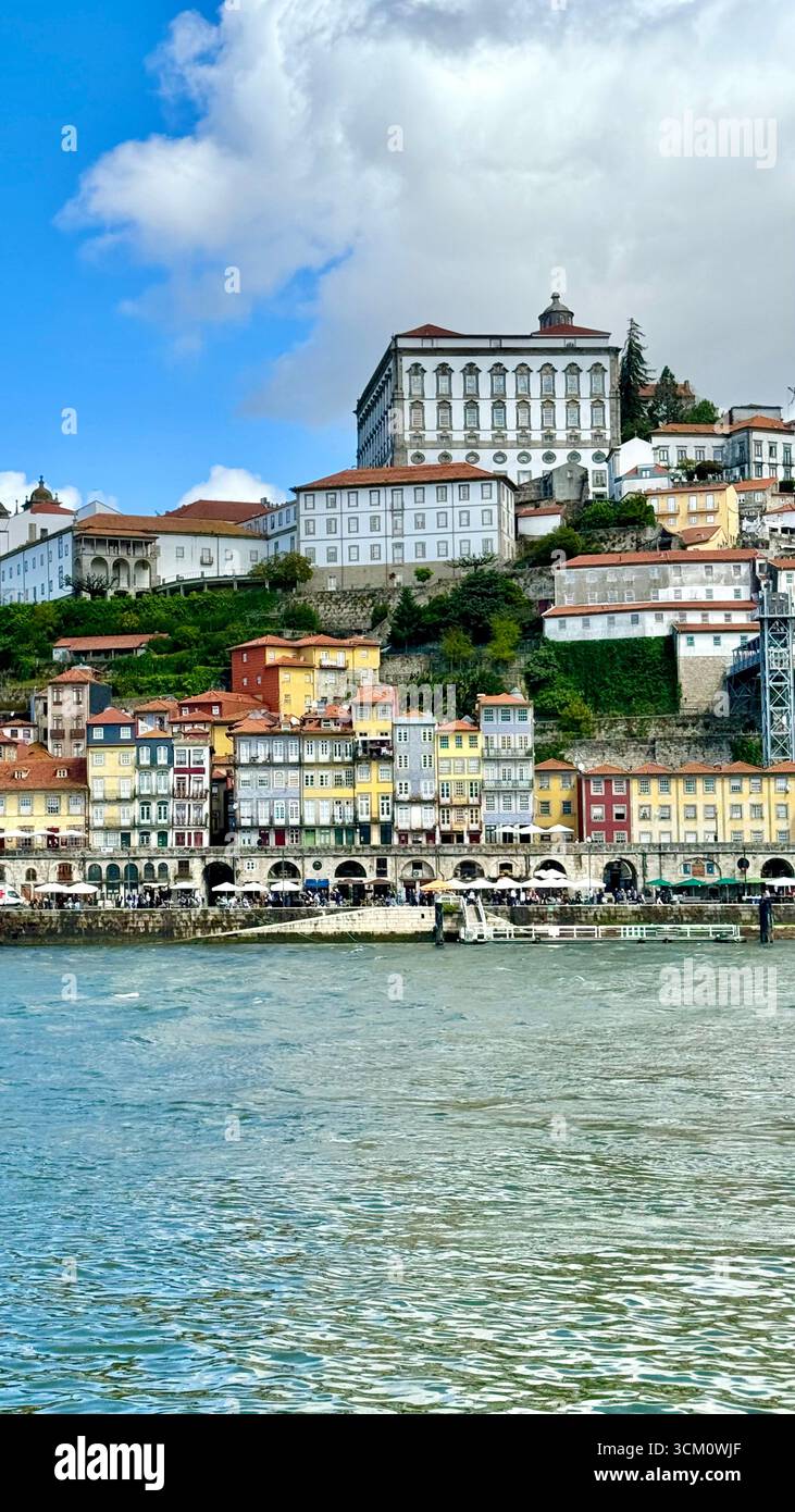 High density residential apartments in Ribeira area of Oporto along Douro River Portugal - Smartphone Captured Stock Image