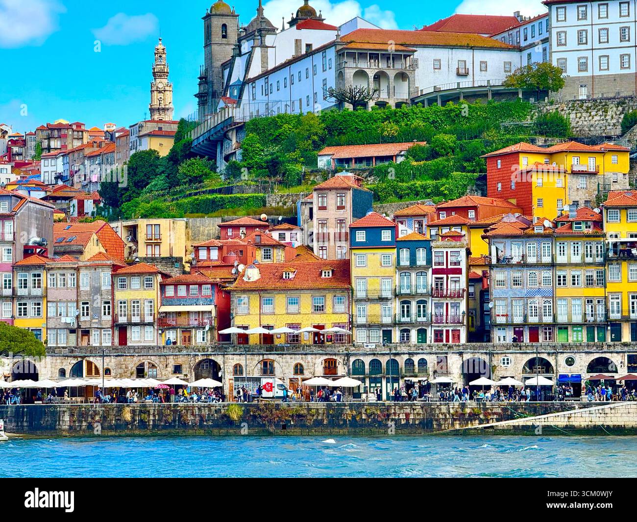 High density residential apartments in Ribeira area of Oporto along Douro River Portugal - Smartphone Captured Stock Image