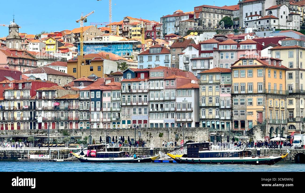 High density residential apartments in Ribeira area of Oporto along Douro River Portugal - Smartphone Captured Stock Image