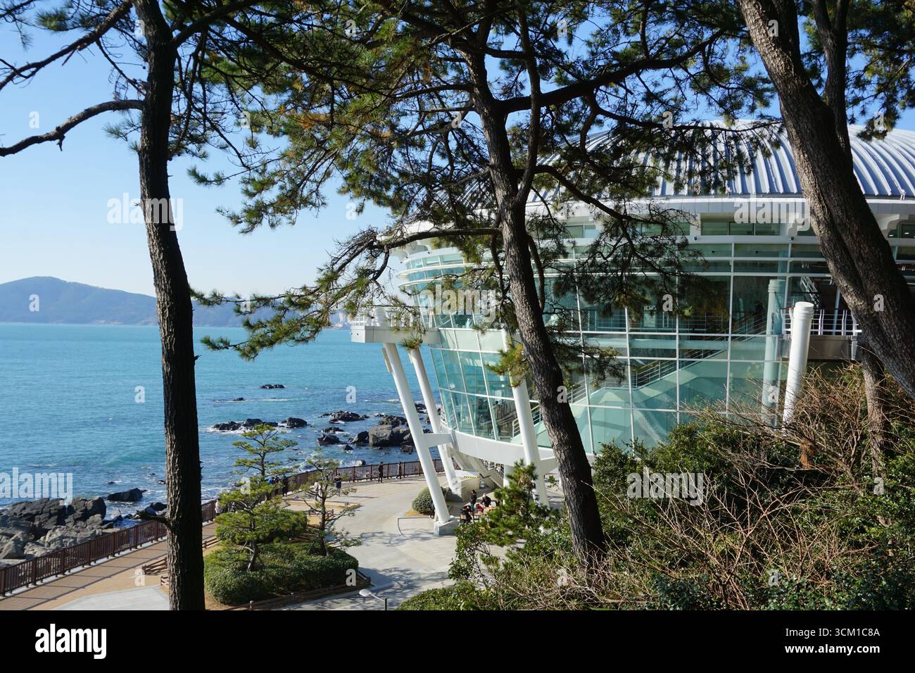 Busan, South Korea: Nurimaru APEC House of Dongbaekseom Island in Haeundae Stock Photo