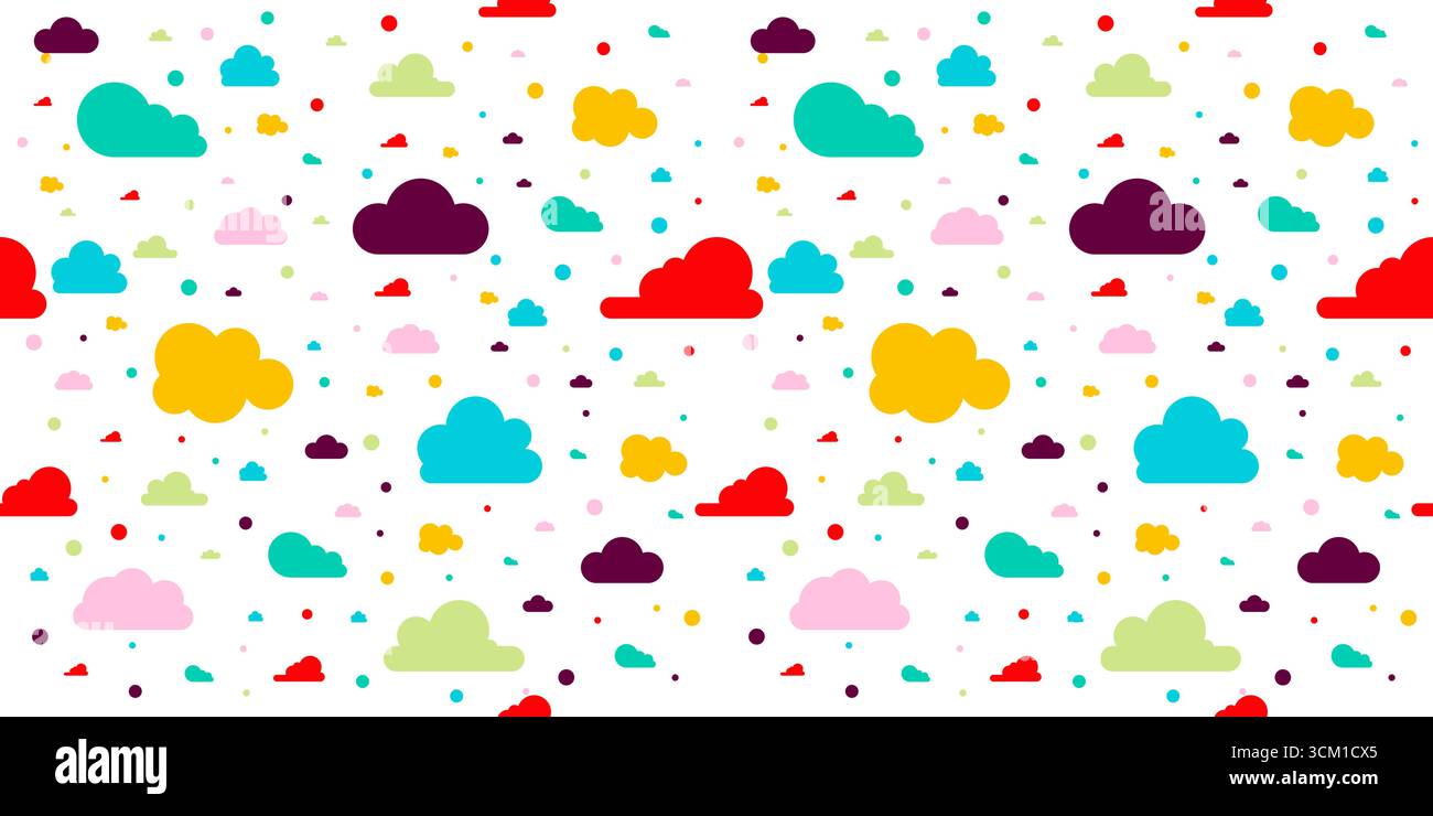 Background seamless pattern vector with cute colorful cloud Stock Vector