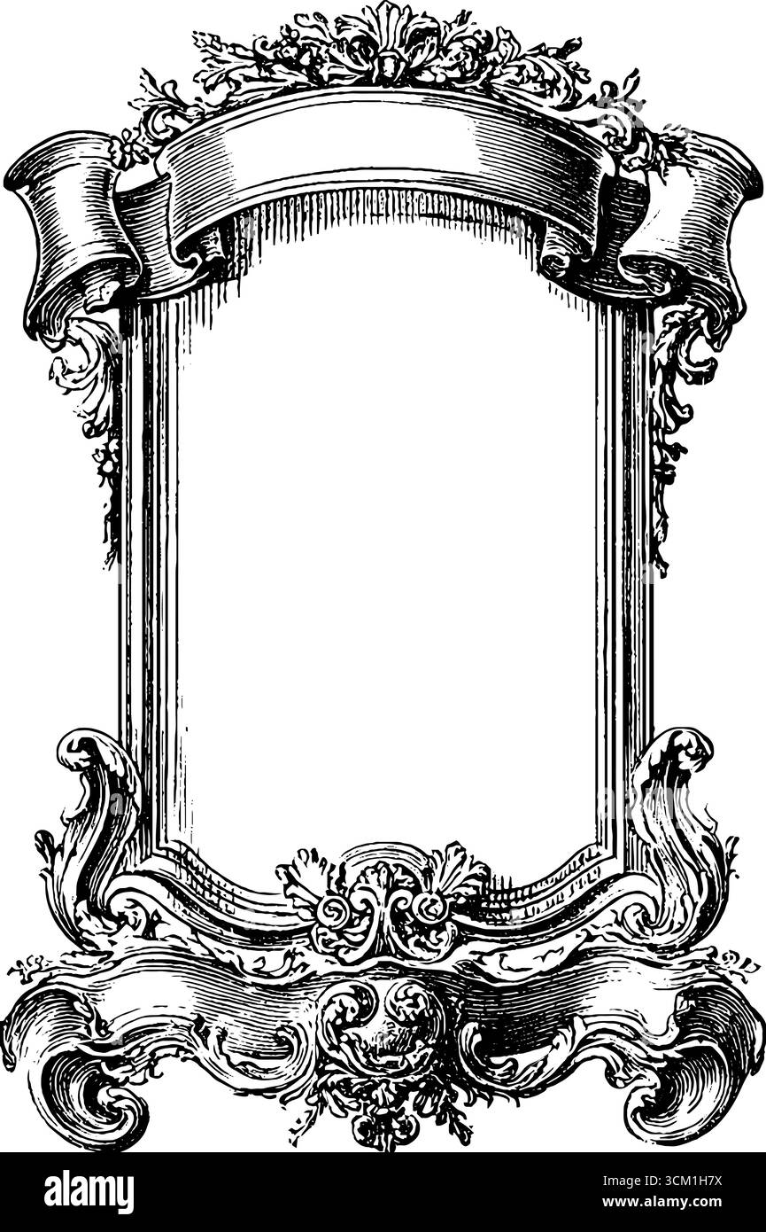 Two Layered Frame Elegant vintage two-layered frame with flowing ribbon design for retro ...