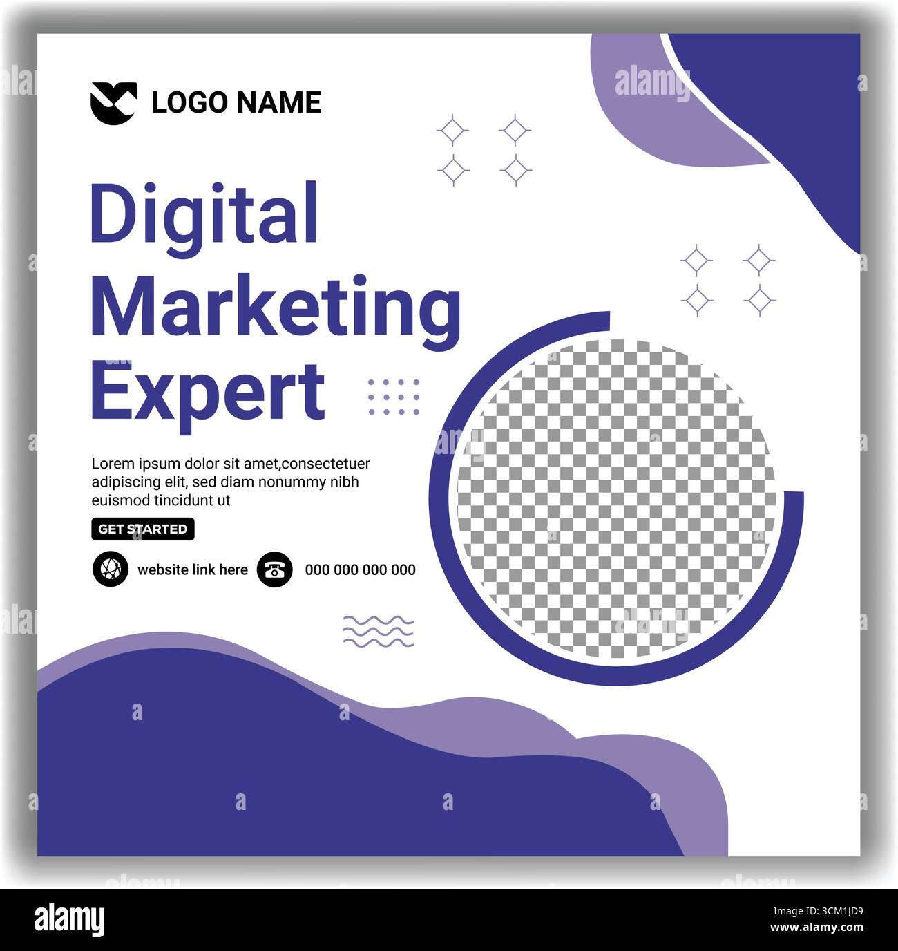 Creative Digital Marketing Social Media Post Design  Modern Business Advertising Banner Template in Blue  Vector Format Stock Vector
