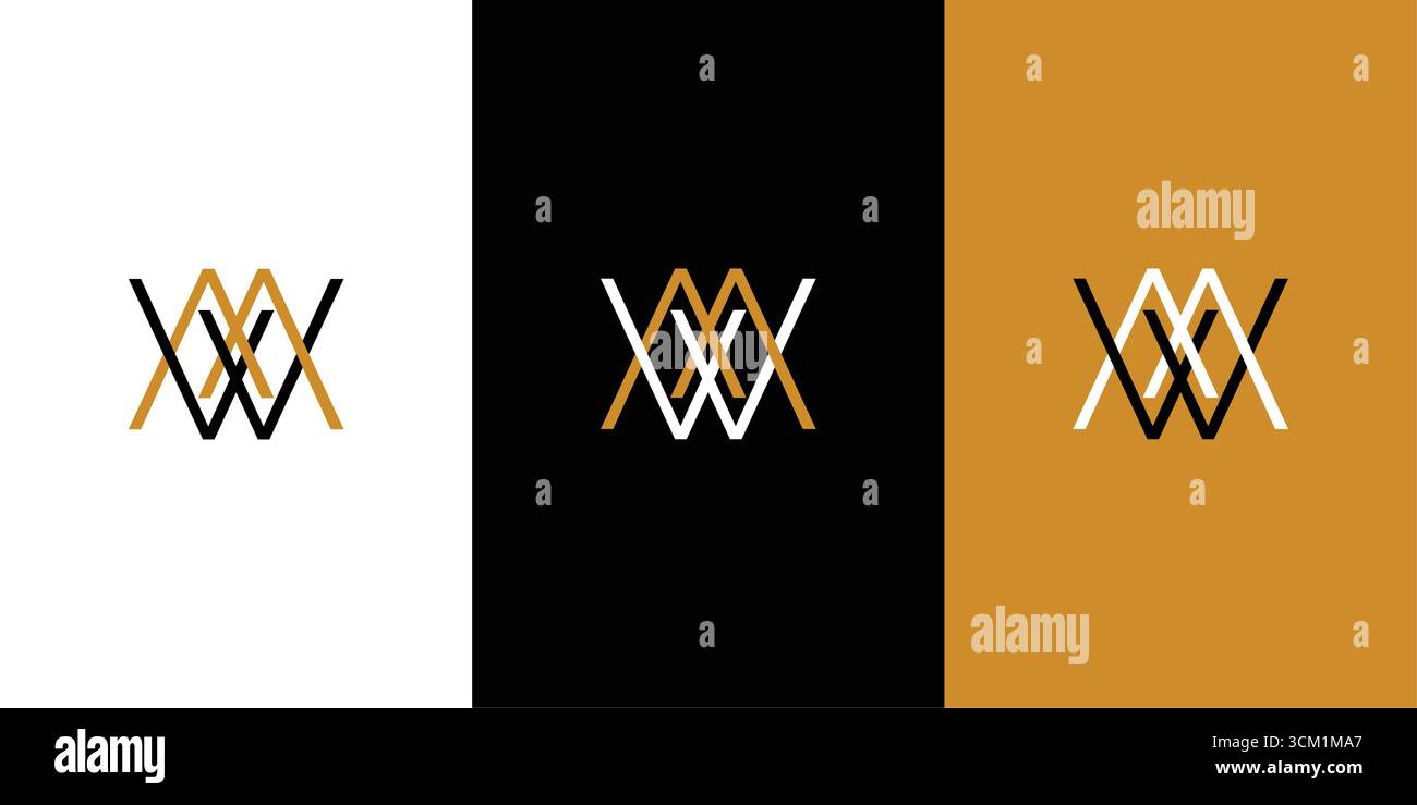 Unique and modern letter MW initials logo design Stock Vector