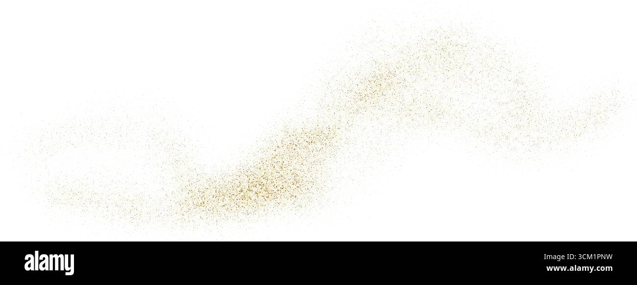 Luxury gold dot particle wave, confetti celebration. Glitter dust stripe and shine. Golden stipple flow wave, liquid pattern, shining background Stock Vector