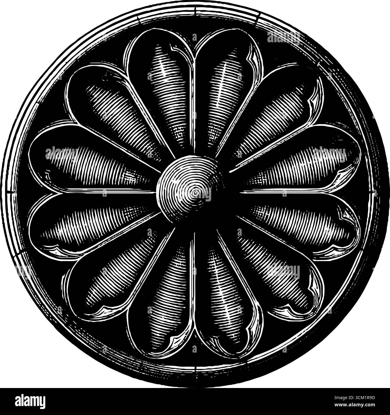 Intricate gothic rose window design - engraved architectural artwork ...