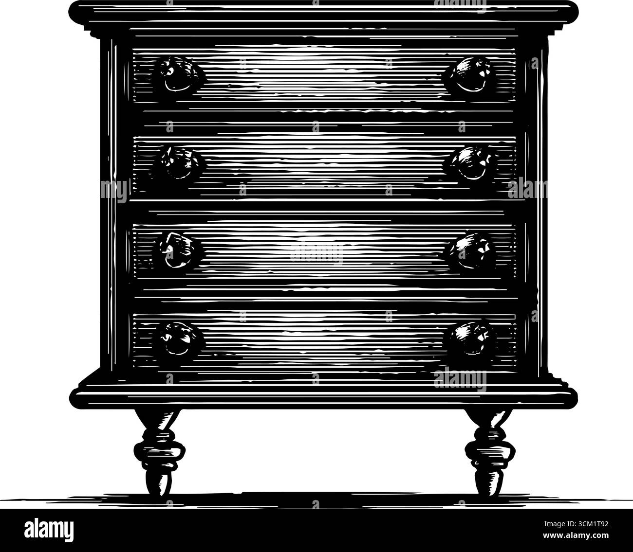 Vintage engraved illustration of a classic chest of drawers design for ...