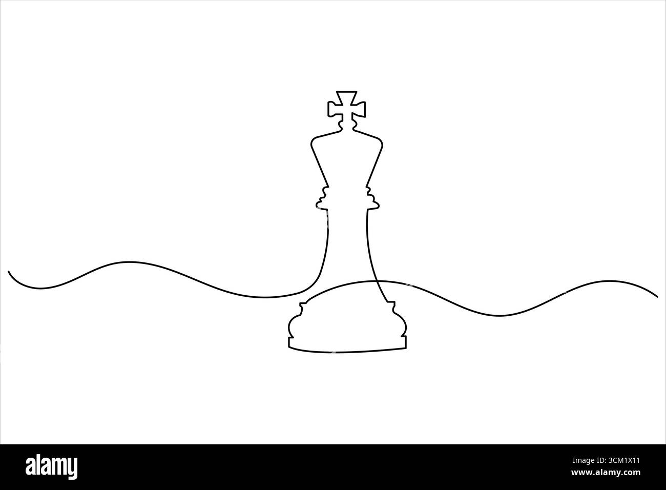 Knight chess continuous one line drawing of isolated outline vector ...