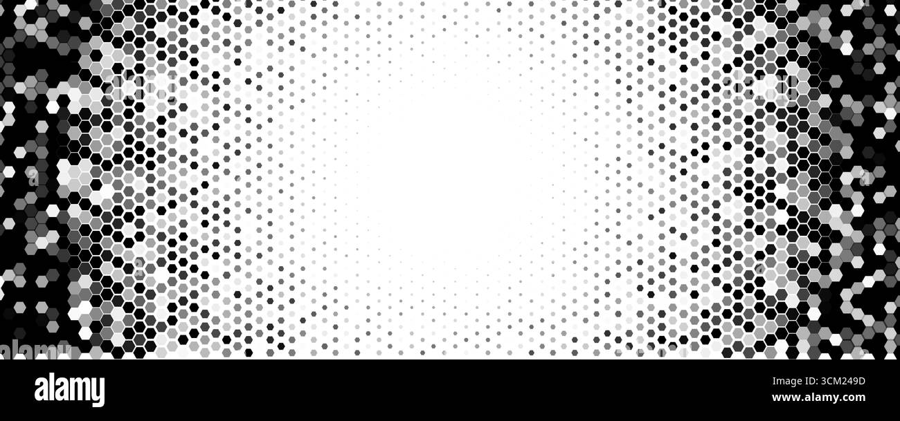 Hexagon Halftone Background With Copy Space, Monochrome Honeycomb ...