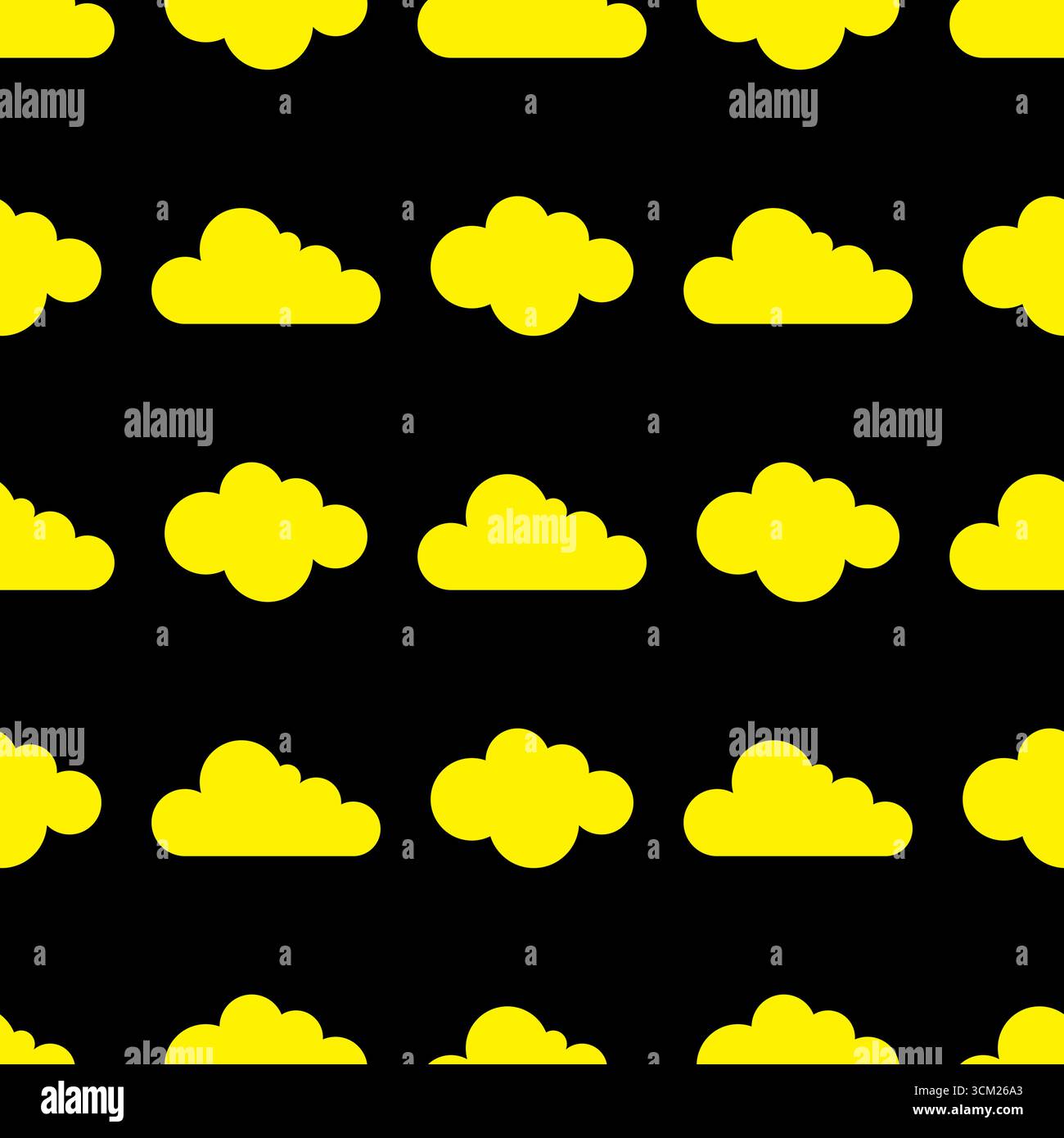 Seamless Pattern Yellow Cloud With Black Background Stock Vector