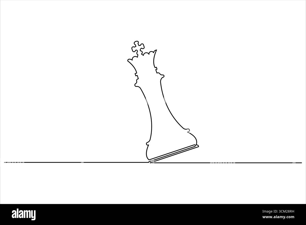 Knight chess continuous one line drawing of isolated outline vector ...