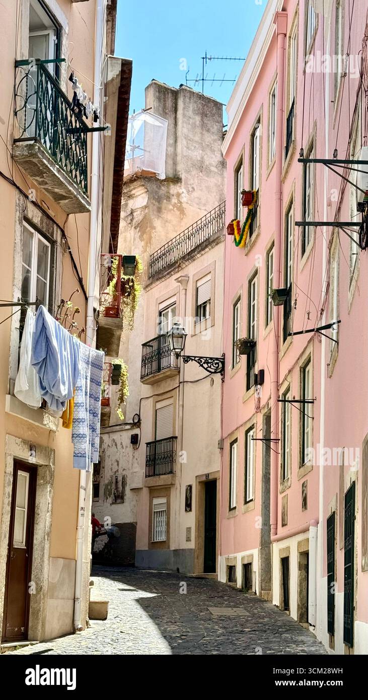 Santa Maria Maior high density traditional residential dwellings Lisbon Portugal - Smartphone Captured Stock Image