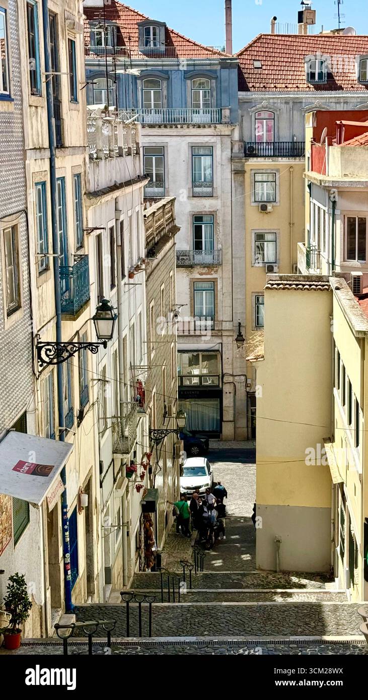 Santa Maria Maior high density traditional residential dwellings Lisbon Portugal - Smartphone Captured Stock Image