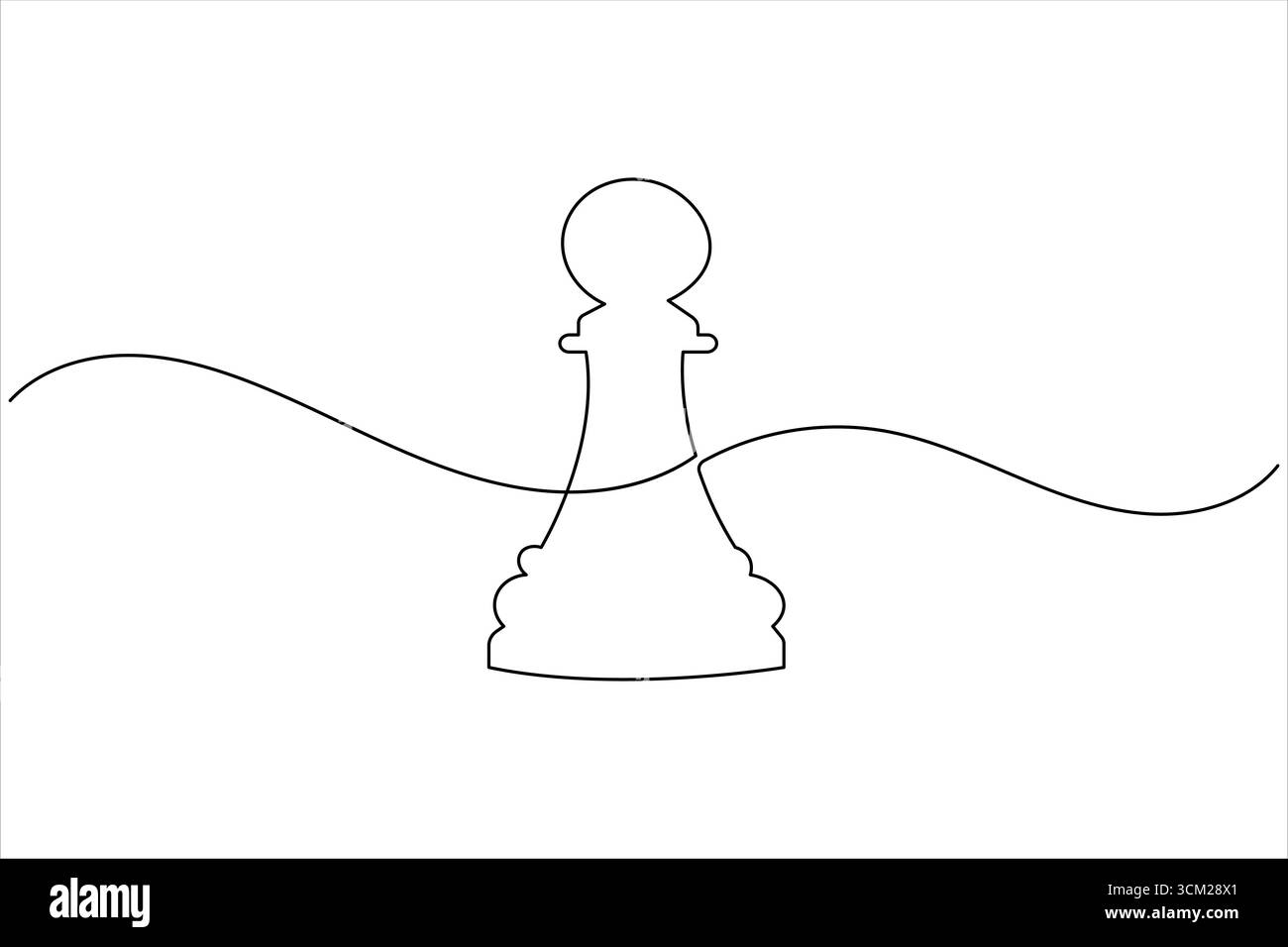 Knight chess continuous one line drawing of isolated outline vector ...