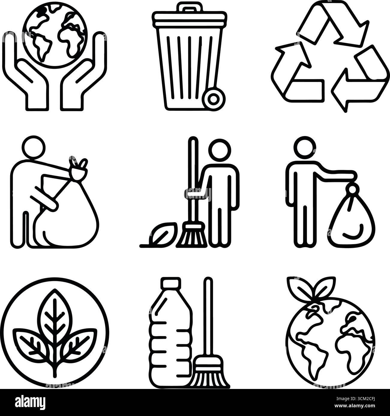 World Cleanup Day icon set in hand-drawn illustrations Stock Vector