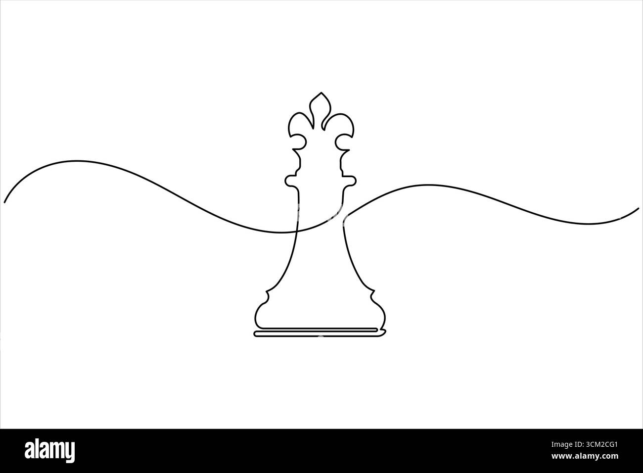 Knight chess continuous one line drawing of isolated outline vector ...