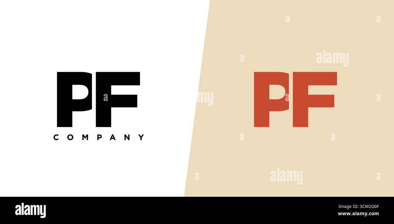 Trendy letter P and F, PF logo design template. Minimal monogram initial based logotype for company identity. Stock Vector