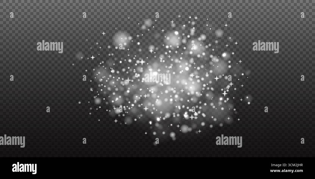 Soft bokeh glitter particles for magic overlay or festive design. A ...