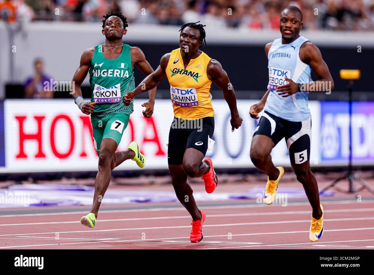 Abdul-Rasheed Saminu of Ghana competing in the Men's 100 Metres Semi ...