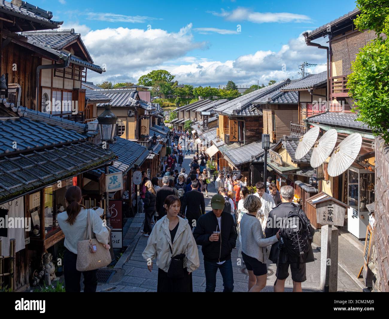 Kyoto, Japan - May 8, 2024: Crowded street in the historic center