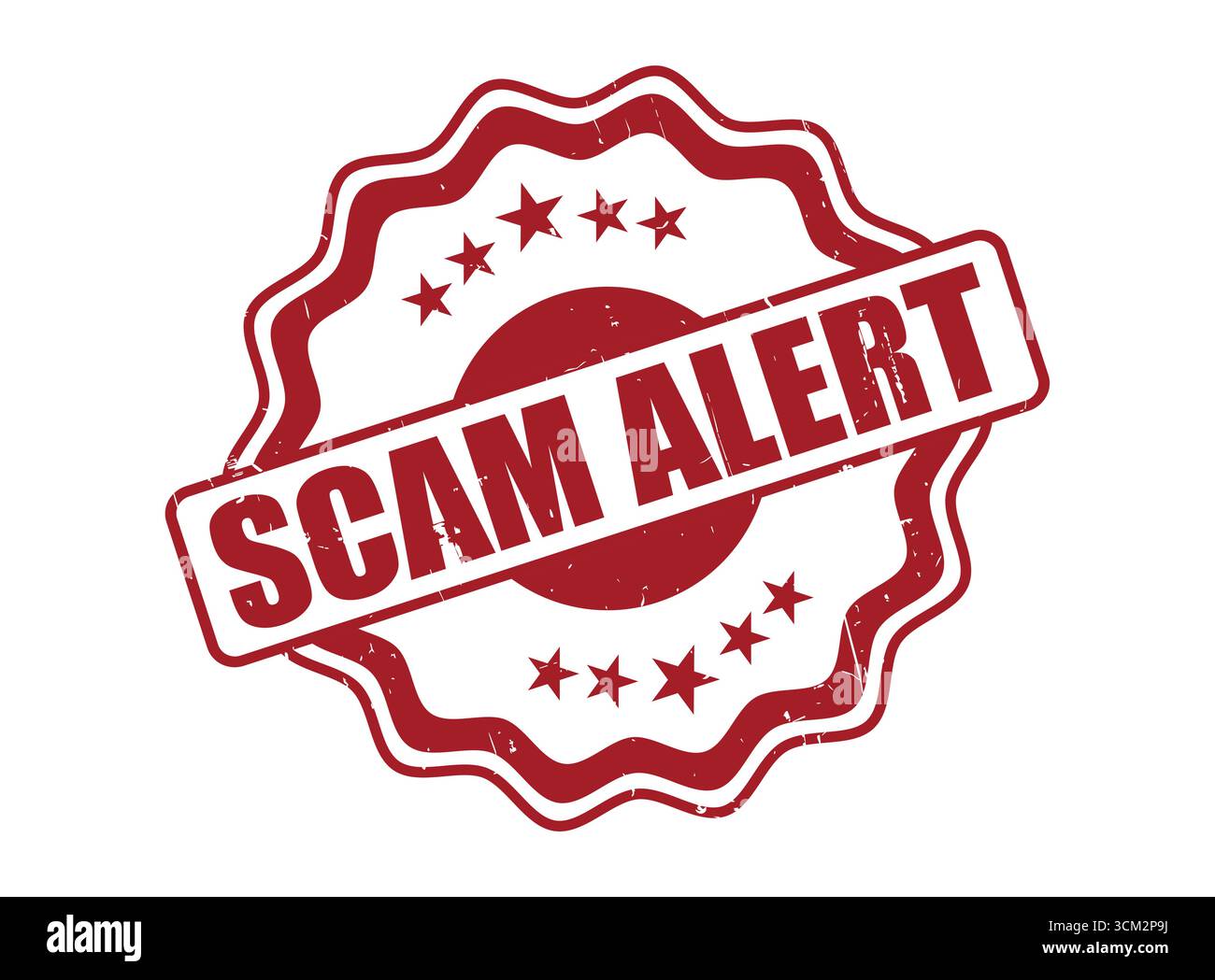 A Scam Alert Rubber Stamp Seal with a Decorative Border Stock Vector